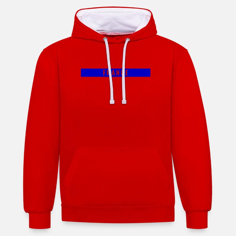 France Rectangle Bleu - Sweat à capuche contrasté - rouge/blanc