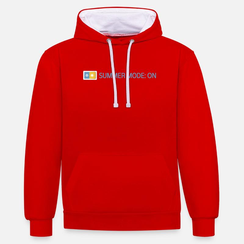 Summer Mode: On - Sommer 2026 Geschenkidee - Kontrast-Hoodie - Rot/Weiß