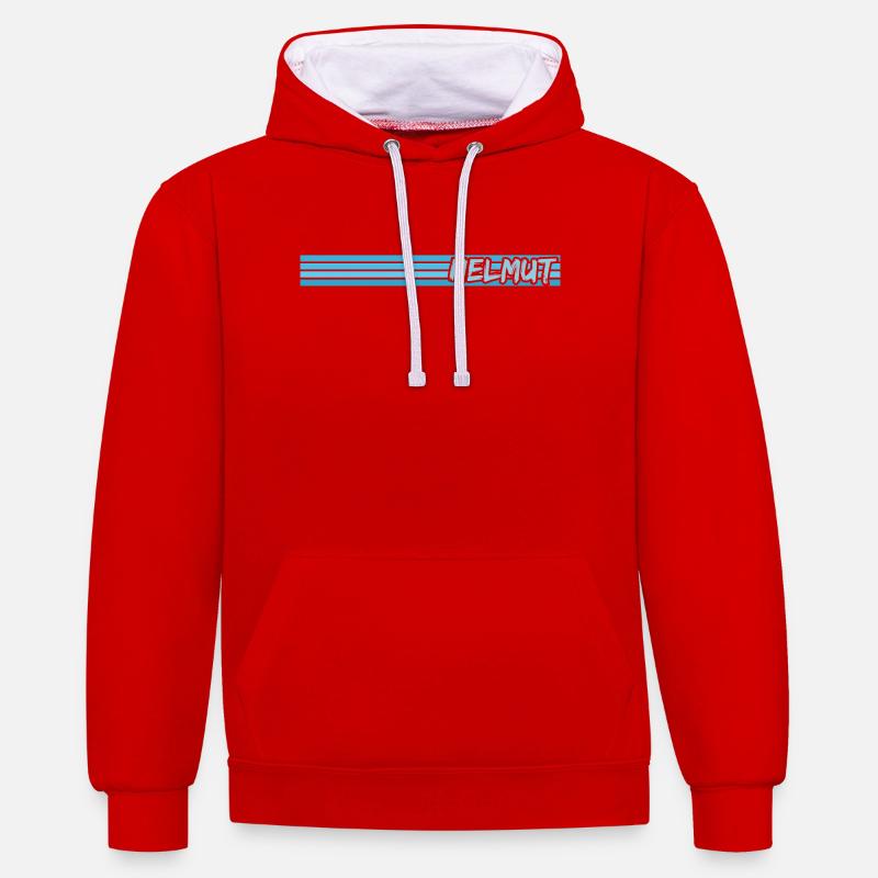 Helmut comme nom - Sweat à capuche contrasté - rouge/blanc