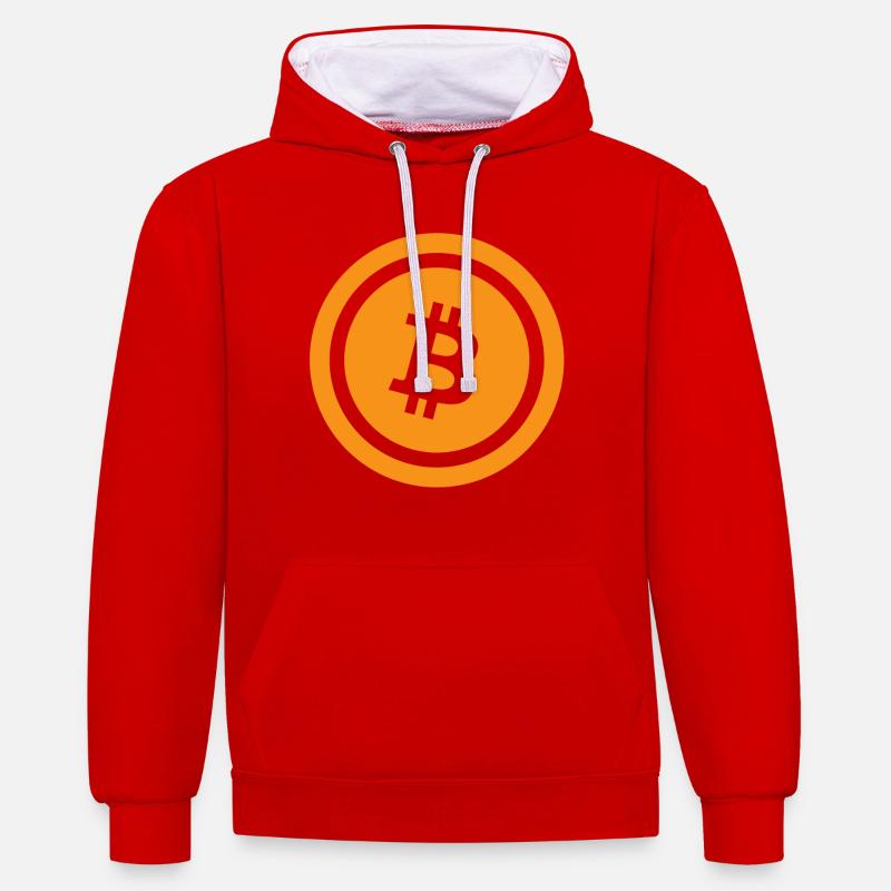 Logo Classic Bitcoin BTC - Sweat à capuche contrasté - rouge/blanc