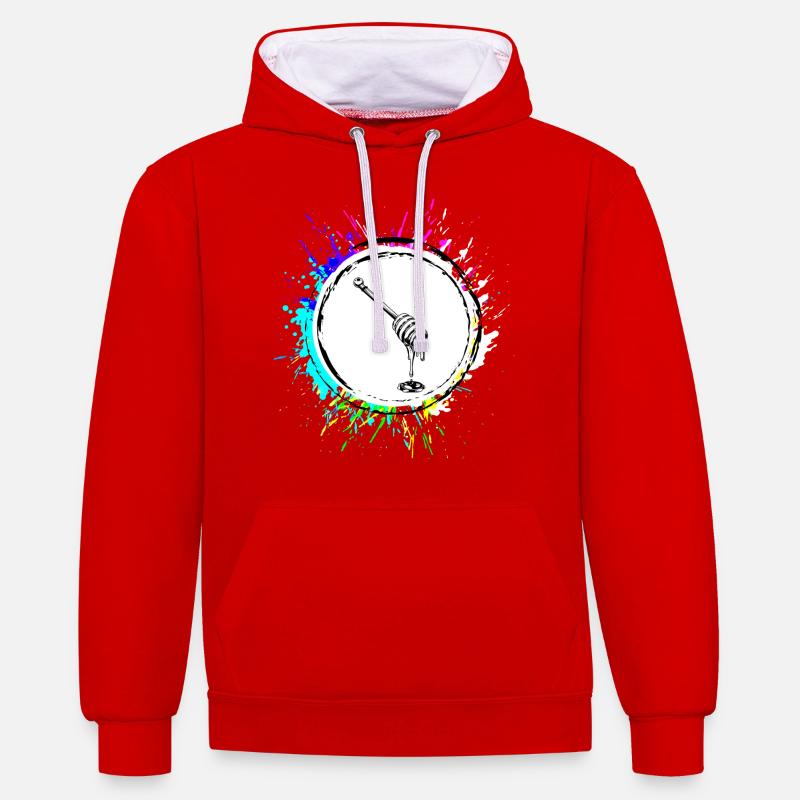 Bâton ciseau icône apiculteur - Sweat à capuche contrasté - rouge/blanc