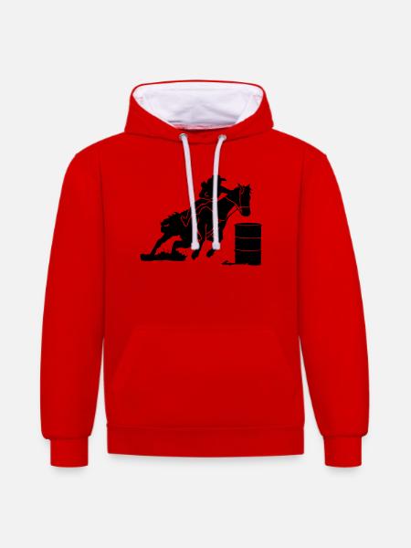 Equestrian Western Riding - Barrel Race - Contrast hoodie - red/white