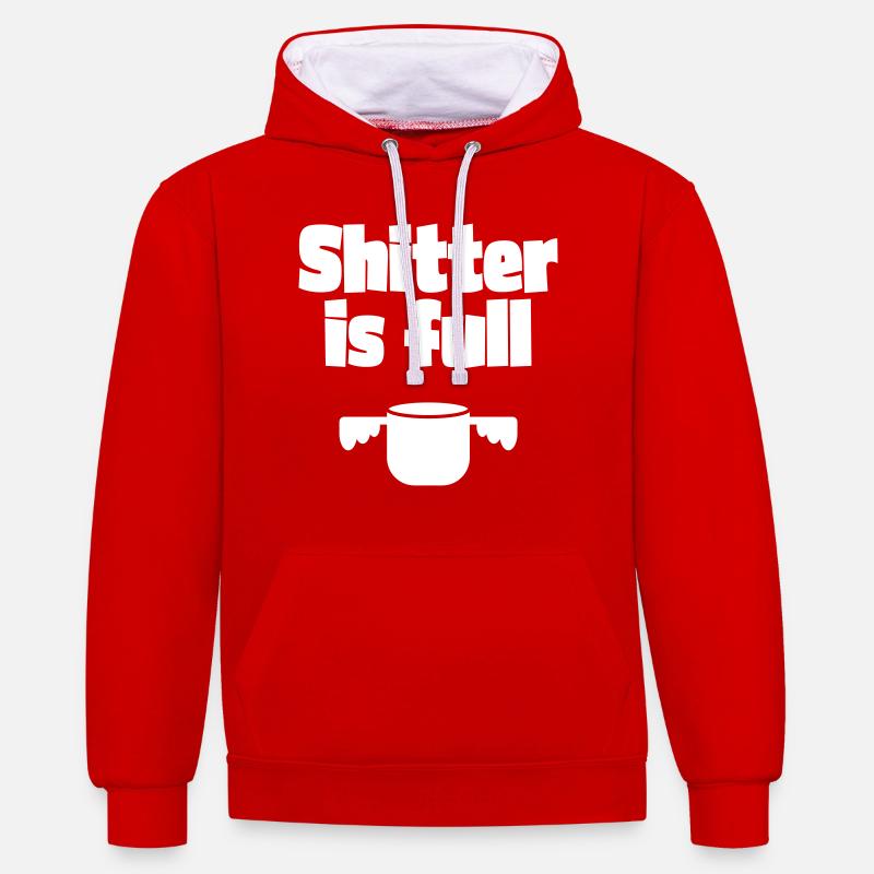 Shitter est plein - Sweat à capuche contrasté - rouge/blanc
