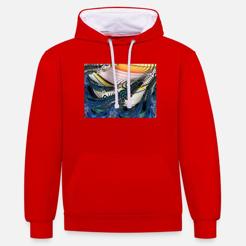 image - Sweat à capuche contrasté - rouge/blanc