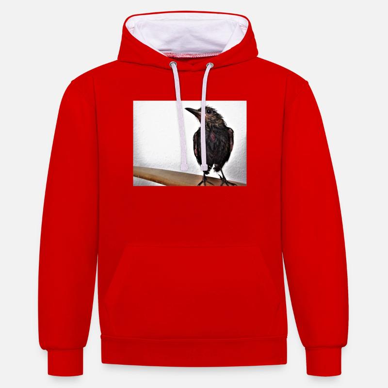 Fraîchement baignée - Sweat à capuche contrasté - rouge/blanc