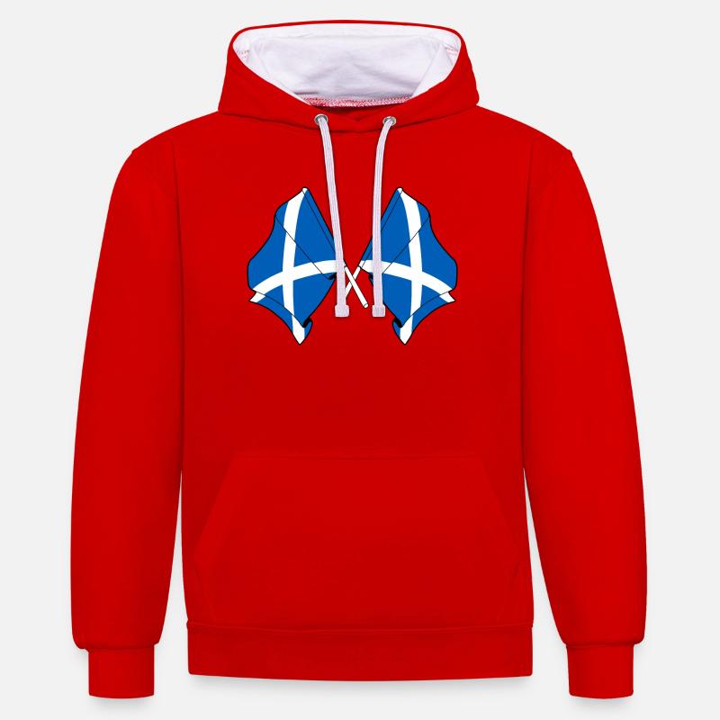Deux drapeaux croisés de l’Ecosse - Sweat à capuche contrasté - rouge/blanc