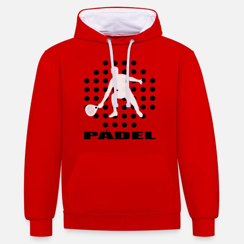 Padel - Sweat à capuche contrasté - rouge/blanc