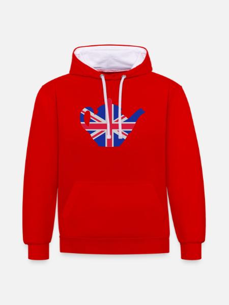 British teapot 3clr - Kontrast-Hoodie - Rot/Weiß