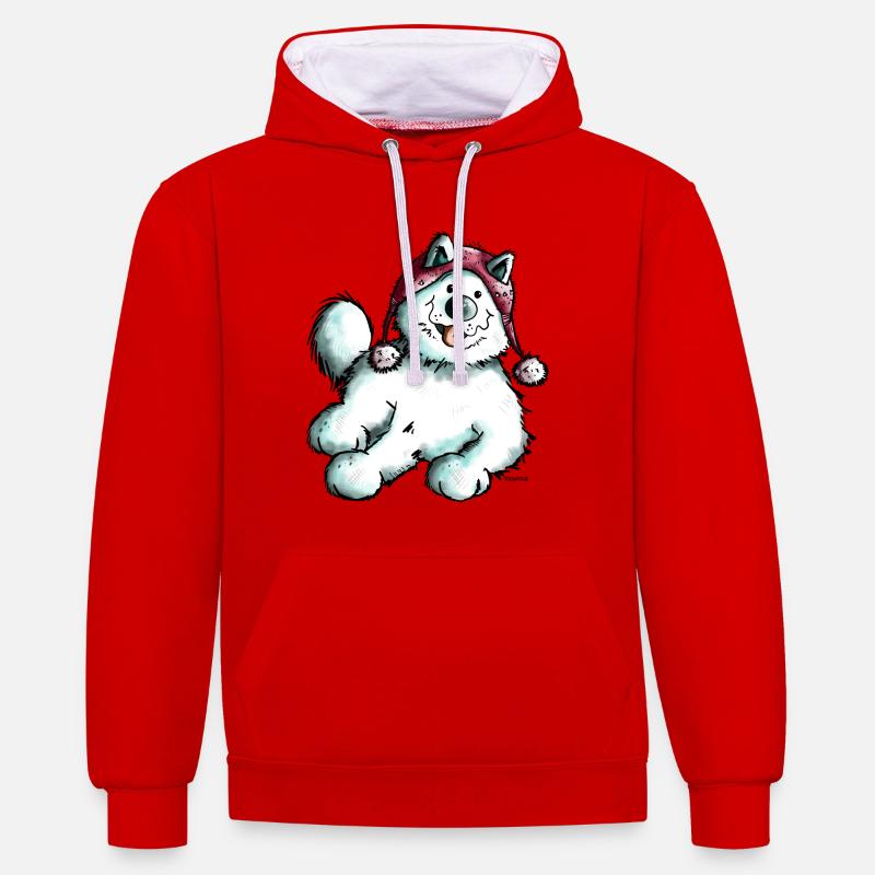 Mignon Samoyède - Sweat à capuche contrasté - rouge/blanc