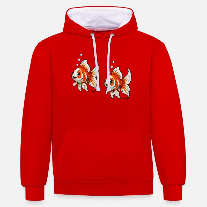 Bande dessinée Poisson Rouge - Sweat à capuche contrasté - rouge/blanc