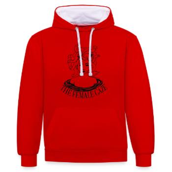The female gaze - Contrast hoodie - red/white - Front - Liana (172cm) & Jaron (178cm)