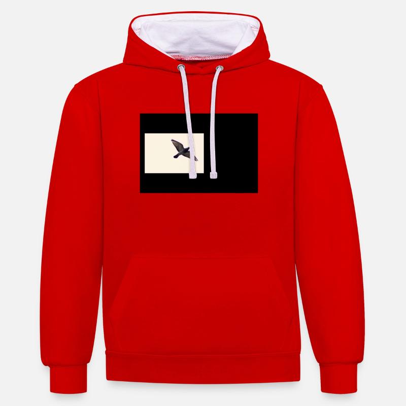 Basic Streetwear - Sweat à capuche contrasté - rouge/blanc