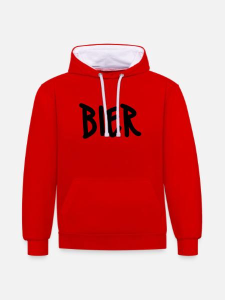 Bier - Kontrast-Hoodie - Rot/Weiß