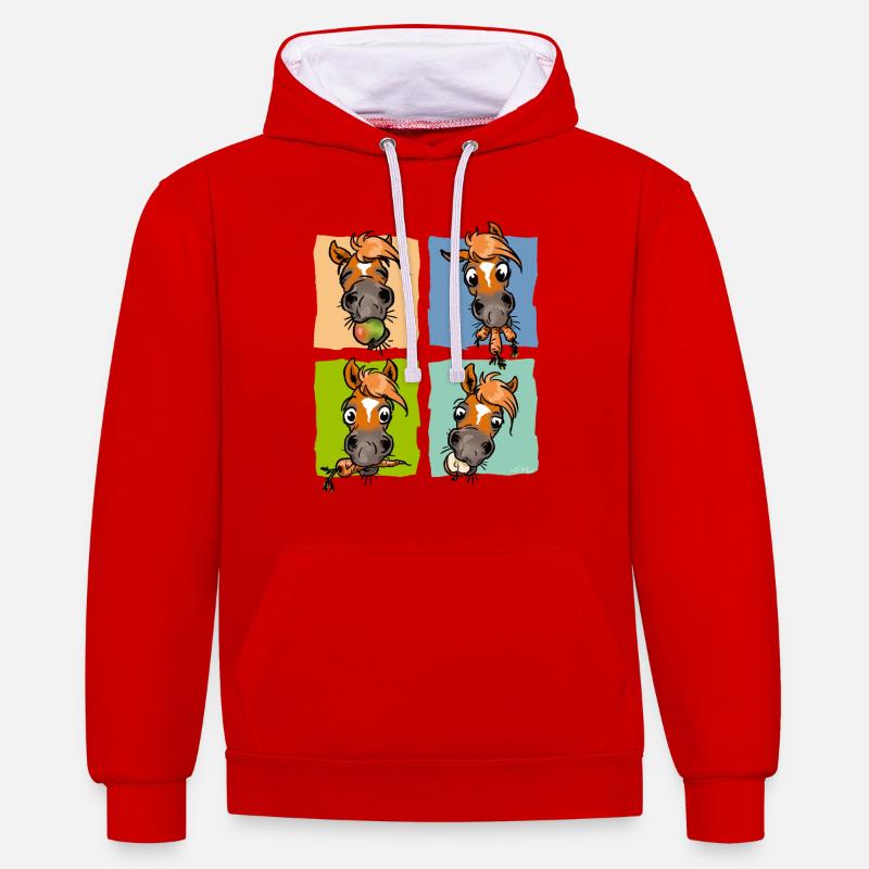 Trombines gourmandes - Sweat à capuche contrasté - rouge/blanc