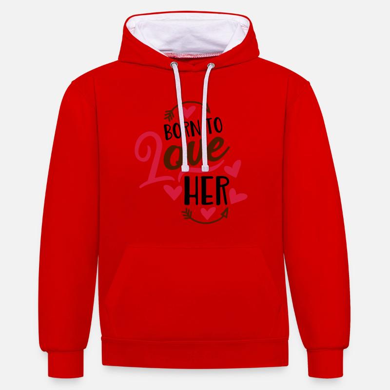 amour - Sweat à capuche contrasté - rouge/blanc