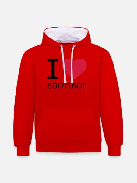 I love Sudtirol - Contrast hoodie - red/white