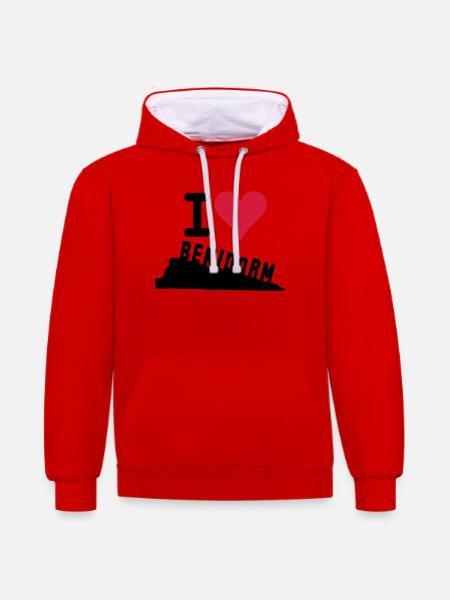 Crimson Heart Love Typography - Contrast hoodie - red/white