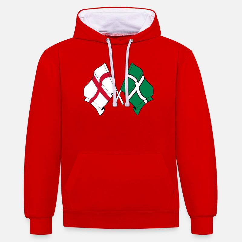 Devon et l’Angleterre croisés - Sweat à capuche contrasté - rouge/blanc