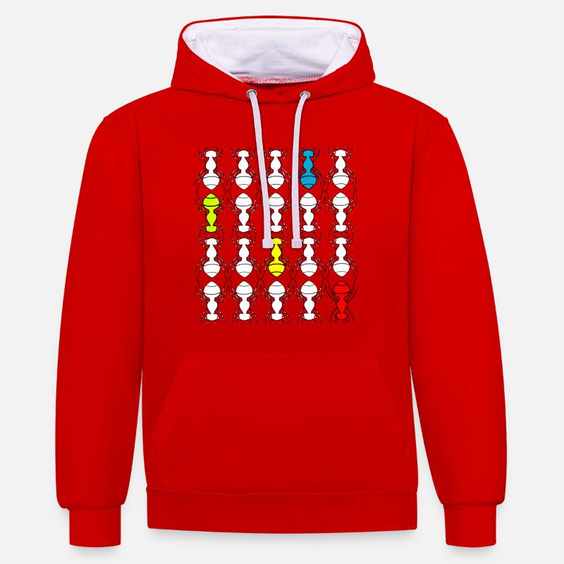 Fourmis - Sweat à capuche contrasté - rouge/blanc