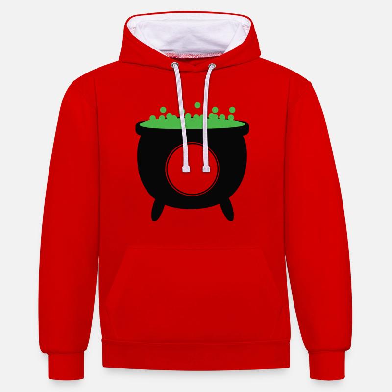 Monogramme de Witche Cauldron - Sweat à capuche contrasté - rouge/blanc