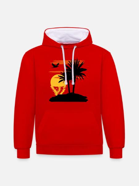 Sonnenuntergang - Sunset - Contrast hoodie - red/white