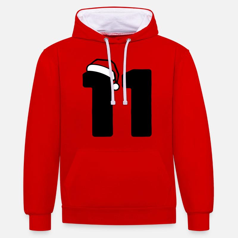 11 Numéro Noël - Sweat à capuche contrasté - rouge/blanc