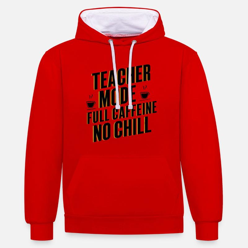 Mode enseignant Full Caffeine - Sweat à capuche contrasté - rouge/blanc