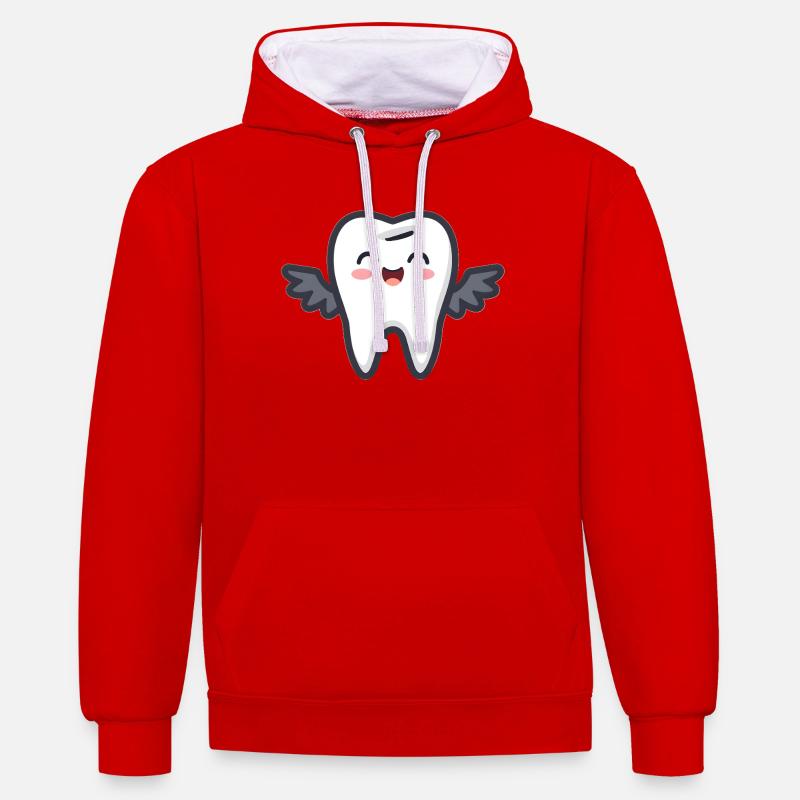 dent - Sweat à capuche contrasté - rouge/blanc