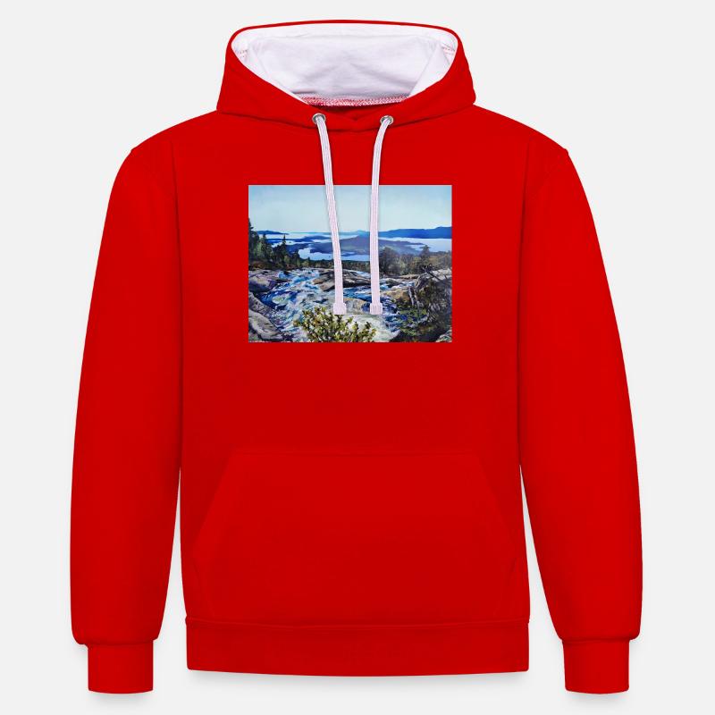 Bremstølen - Sweat à capuche contrasté - rouge/blanc