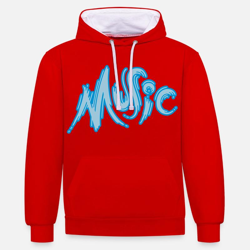 Music - Kontrast-Hoodie - Rot/Weiß