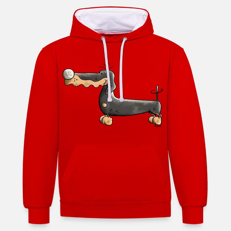 Mignon Teckel - Sweat à capuche contrasté - rouge/blanc