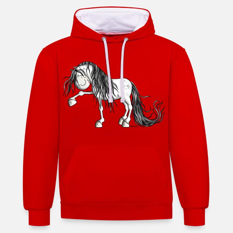 Lustiger Andalusier - Kontrast-Hoodie - Rot/Weiß
