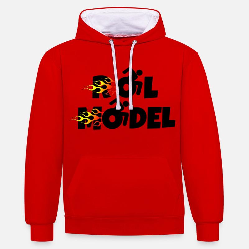 Jeder Rollstuhlfahrer ist ein Vorbild * - Kontrast-Hoodie - Rot/Weiß