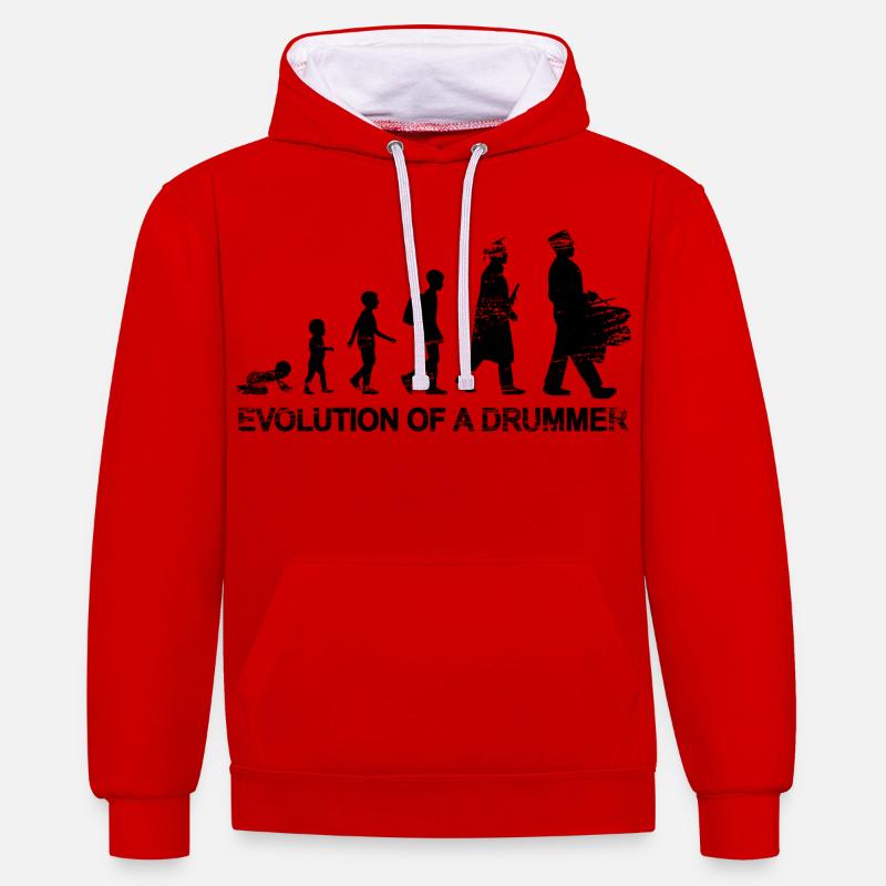 Entwicklung eines Trommlers - Kontrast-Hoodie - Rot/Weiß