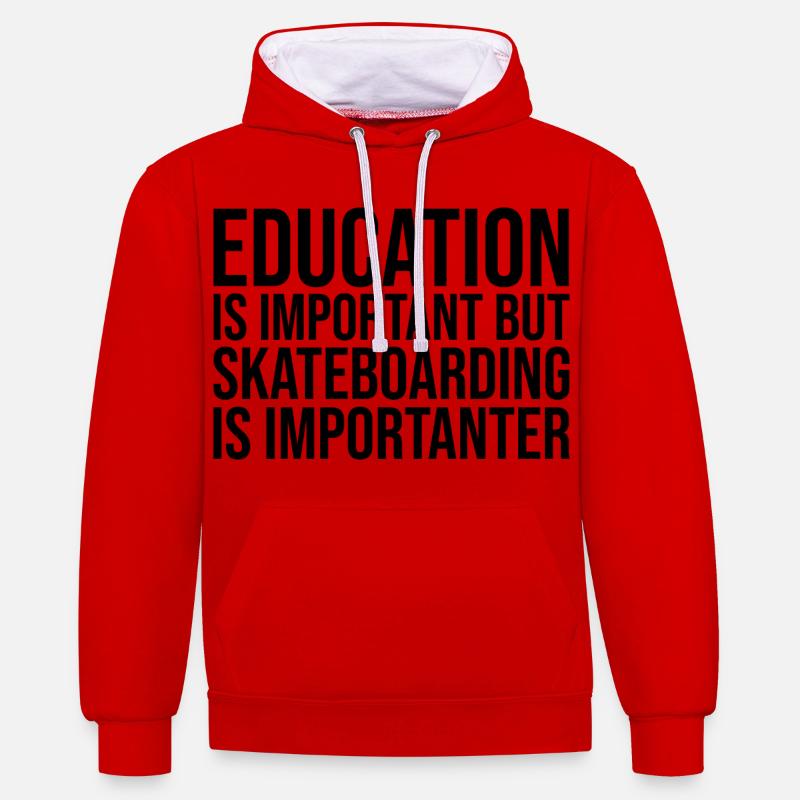 skateboard - Sweat à capuche contrasté - rouge/blanc