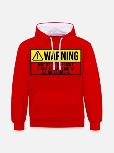 cairnterrier - Kontrast-hoodie - rød/hvid