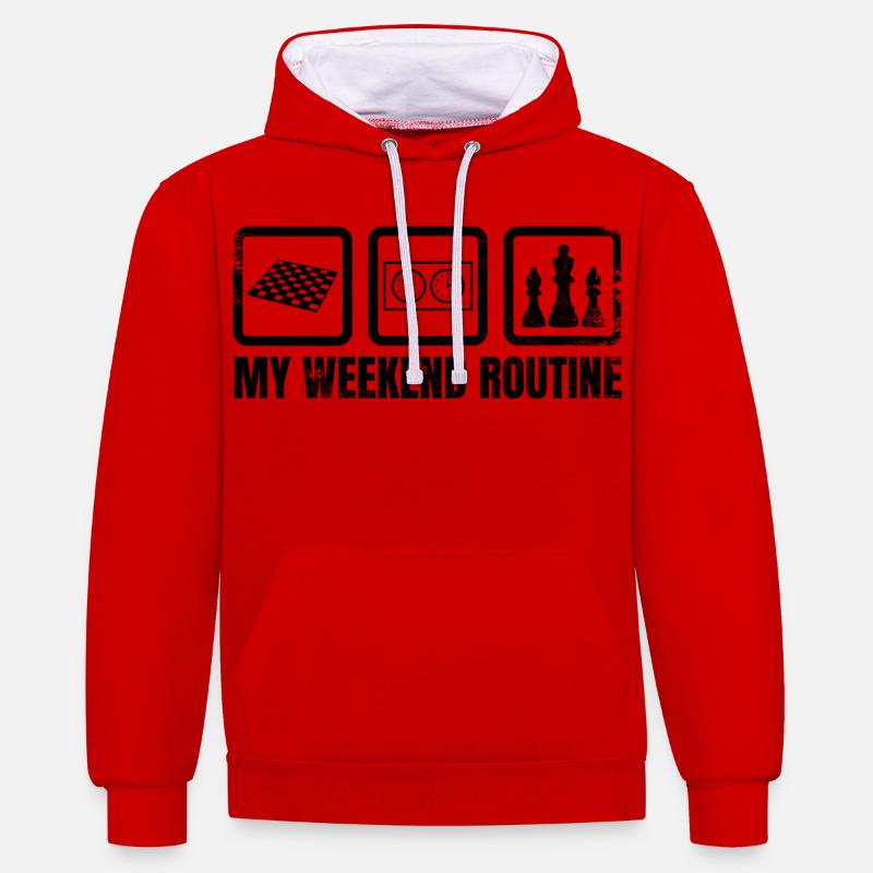 Ma routine du week-end - Sweat à capuche contrasté - rouge/blanc