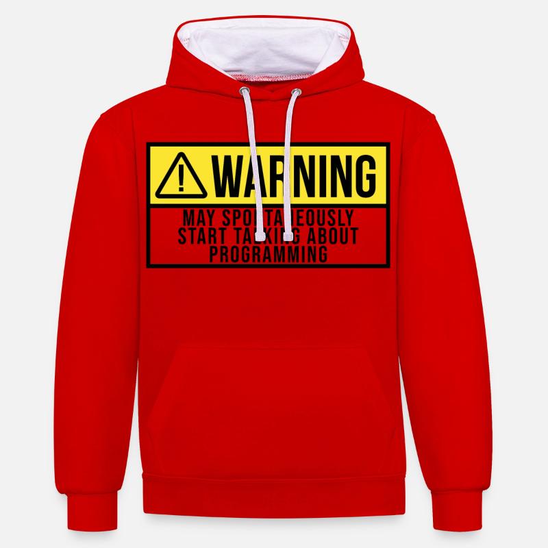 programmation - Sweat à capuche contrasté - rouge/blanc