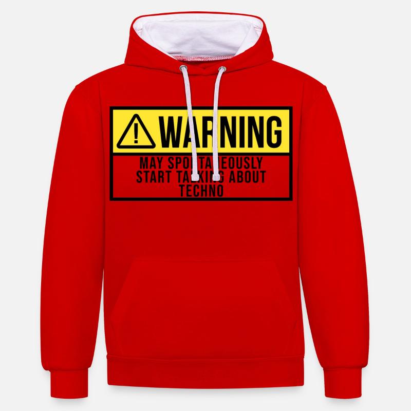 techno - Sweat à capuche contrasté - rouge/blanc