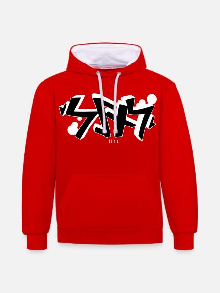 Sins rune graffiti - Kontrast-Hoodie - Rot/Weiß