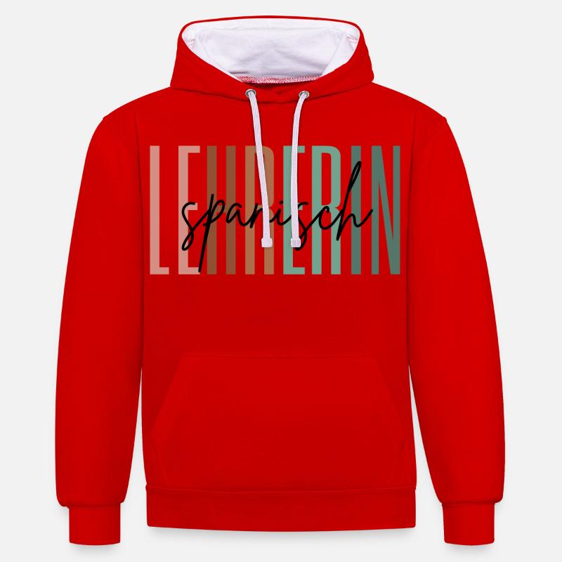 Lehrerin Spanisch Spanischlehrerin Geschenk - Kontrast-Hoodie - Rot/Weiß
