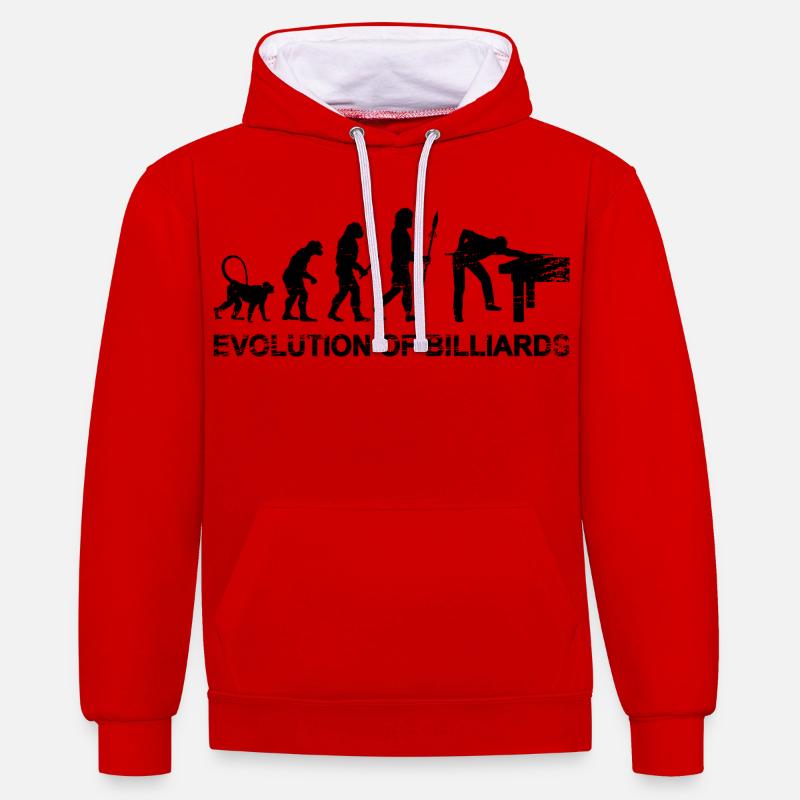 Billard Evolution - Sweat à capuche contrasté - rouge/blanc