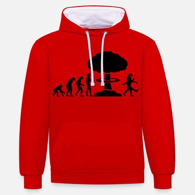 évolution nucléaire - Sweat à capuche contrasté - rouge/blanc