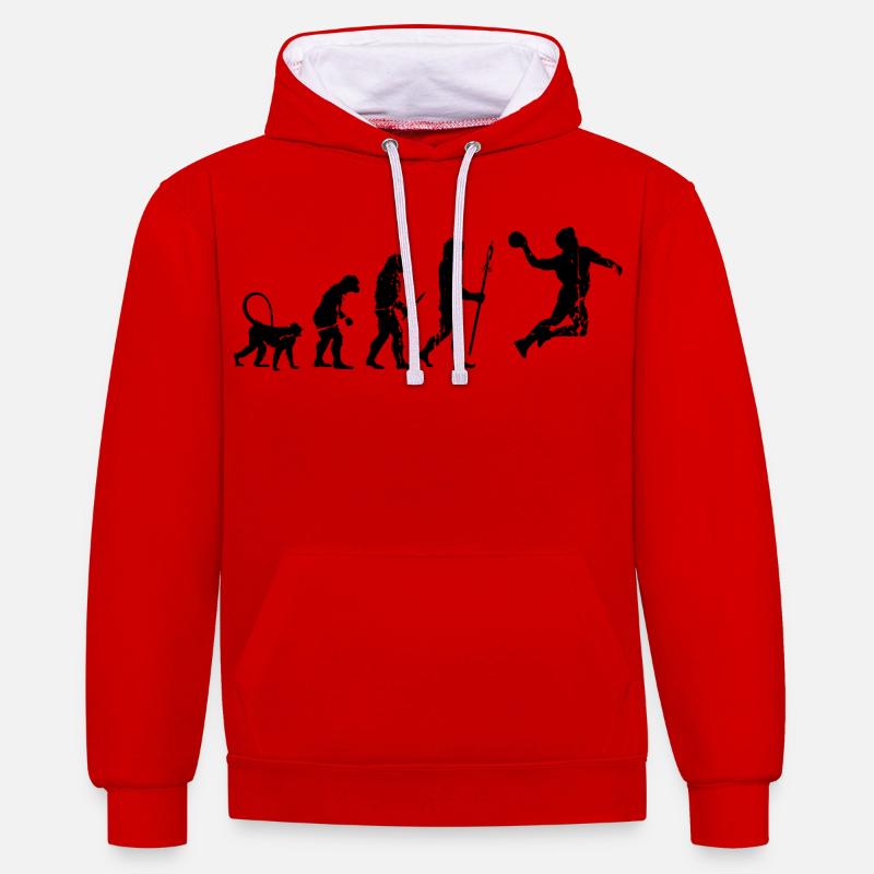 Drôle de handballeur Evolution - Sweat à capuche contrasté - rouge/blanc