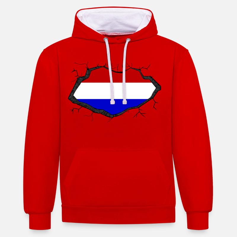 Percée du drapeau hollandais - Sweat à capuche contrasté - rouge/blanc