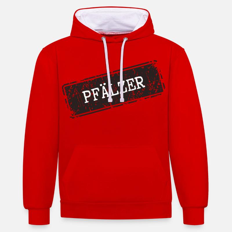 Conception d'impression régionale du Palatinat - Sweat à capuche contrasté - rouge/blanc