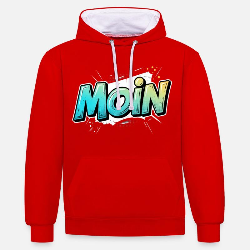 Bande dessinée Pop Art Moin Design - Sweat à capuche contrasté - rouge/blanc