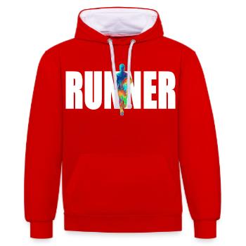 Coureur - Sweat à capuche contrasté - rouge/blanc - Devant - Liana (172cm) & Jaron (178cm)