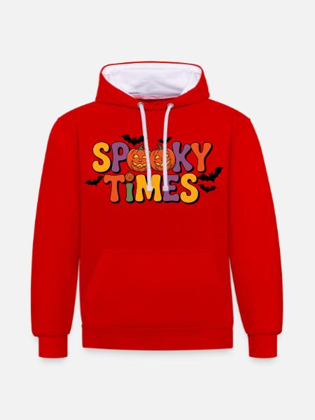 Spooky Times Halloween Pumpkins - Kontrast-Hoodie - Rot/Weiß