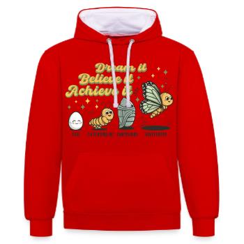 Chenille Papillon Ecole Evolution Cadeau - Sweat à capuche contrasté - rouge/blanc - Devant - Liana (172cm) & Jaron (178cm)